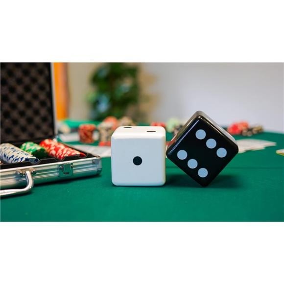 Jumbo Dice Decor, Set of 2, Natural Wood Decorations with Black and White Colors - Picture 5 of 6